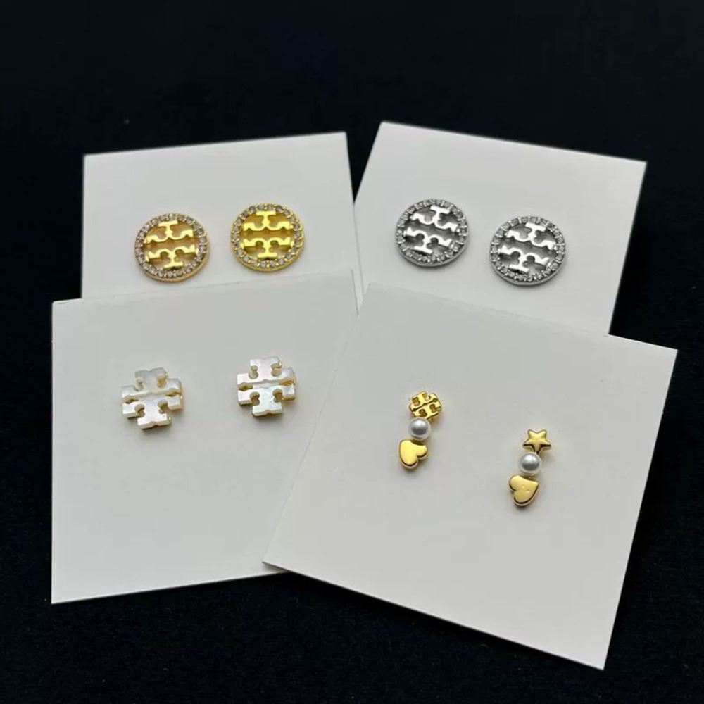 Tory Burch Natural Mother of Pearl Inlaid Copper Plated Earrings